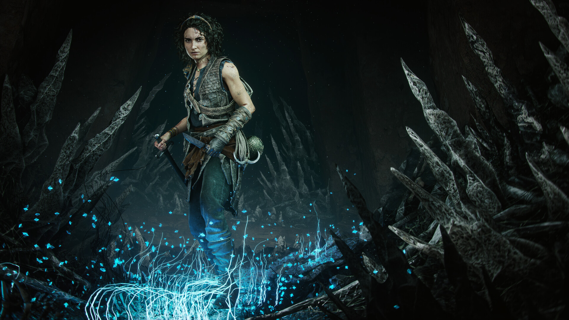 София со сферой среди синих следов скверны