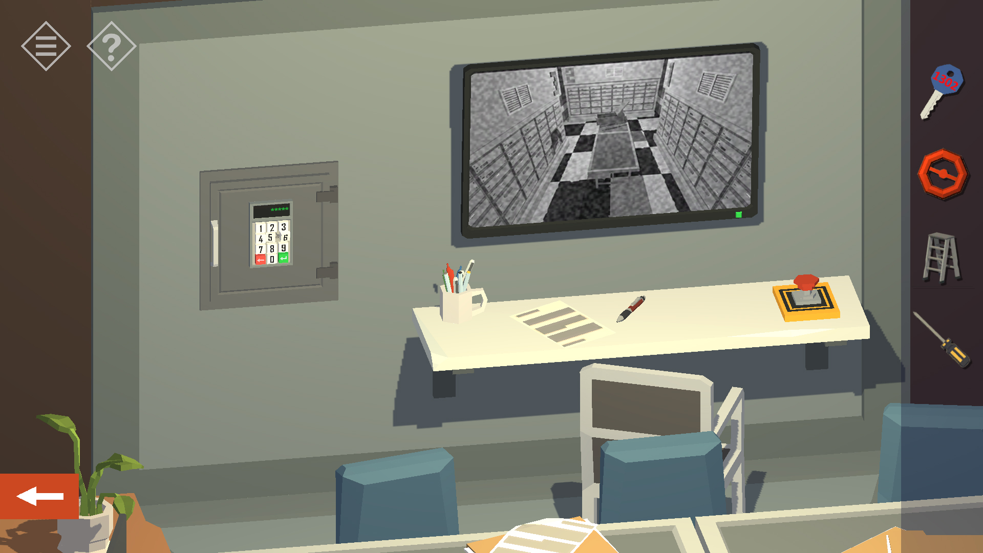 Комната охраны и кодовая панель в Tiny Room Stories