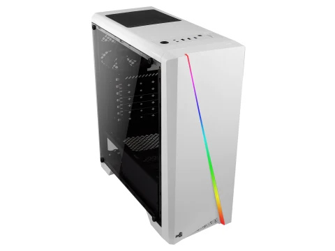AeroCool Cylon RGB Front with Built in Card Reader and Side Window Panel Mid Tower White