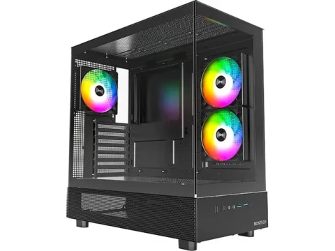 MONTECH XR Panoramic High Airflow ATX PC Case, 3 ARGB PWM Fans, Black — фото Ситилинка