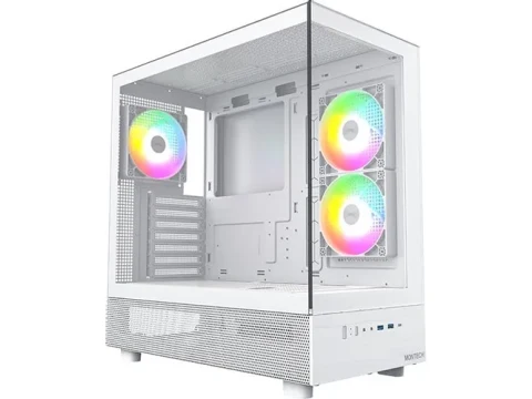 MONTECH XR Panoramic High Airflow ATX PC Case, 3 ARGB PWM Fans, White — фото Ситилинка