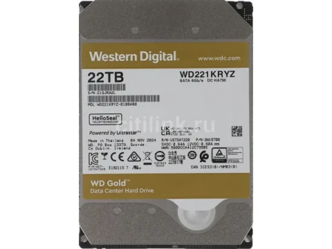 Western Digital Gold 22 TB HDD 7200RPM 3.5" SATA 6.0 Gb/s Internal — фото Ситилинка