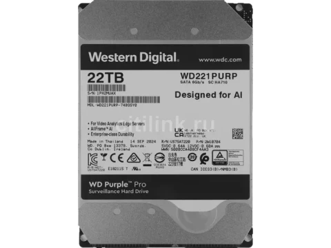 Western Digital Purple Pro 22TB 3.5" HDD 7200RPM SATA — фото Ситилинка