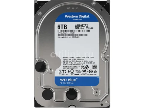 Western Digital WD Blue 6TB HDD 3.5" 5400RPM SATA 3.0 Gb/s Internal — фото Ситилинка