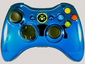 купить Проводной геймпад для Xbox 360 (цвет Blue chrome) (Не оригинал)