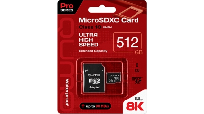 Купить Карта памяти QUMO MicroSDXC 512 GB Pro seria 3.0 с адаптером SD
