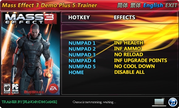 скачать Mass Effect 3 +5 трейнер от FLiNG [Demo]