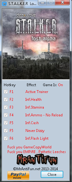 скачать S.T.A.L.K.E.R Lost Alpha: Трейнер/Trainer (+7