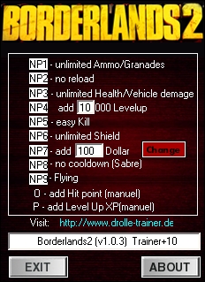 скачать Borderlands 2: Трейнер/Trainer (+10) [1.0.3]