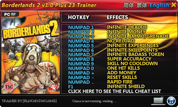 скачать Borderlands 2: Трейнер/Trainer (+23) [1.0]