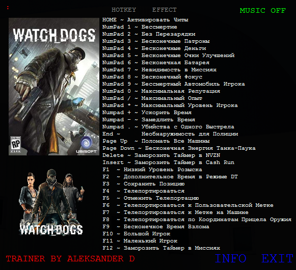 скачать Watch_Dogs: Трейнер/Trainer (+30) [1.0.1]