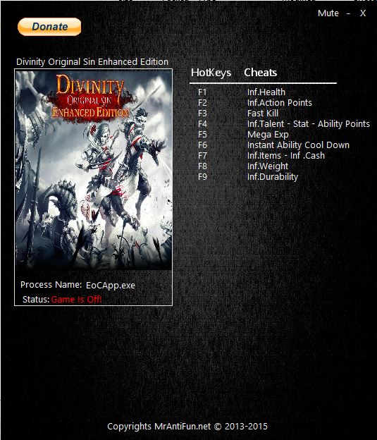 скачать Divinity: Original Sin - Enhanced Edition: Трейнер/Trainer (+12) [2.0.98.842]