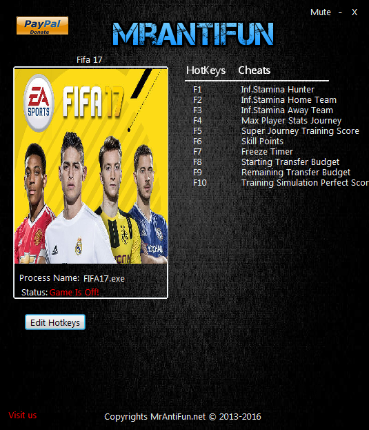 скачать FIFA 17: Трейнер/Trainer (+10) [11.13.2016]