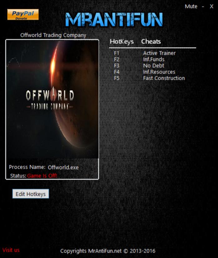 скачать Offworld Trading Company: Трейнер/Trainer (+4) [0.10.10743] 