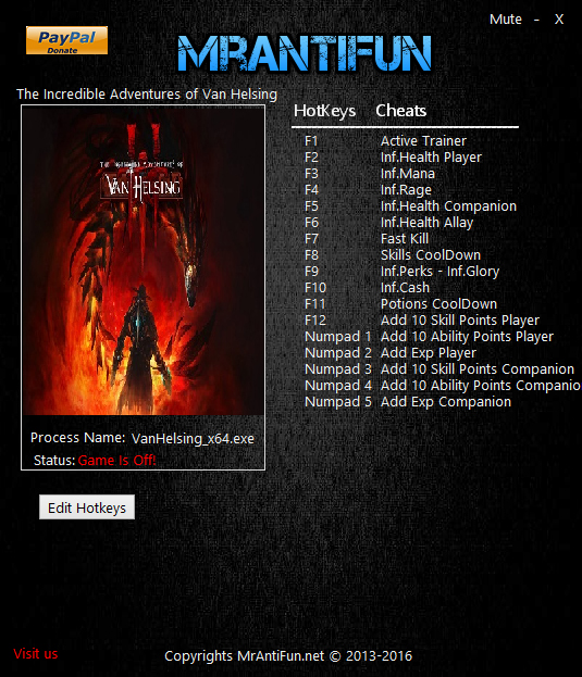 скачать The Incredible Adventures of Van Helsing - Final Cut: Трейнер/Trainer (+17) [1.1.0: DX9 / 64Bit]