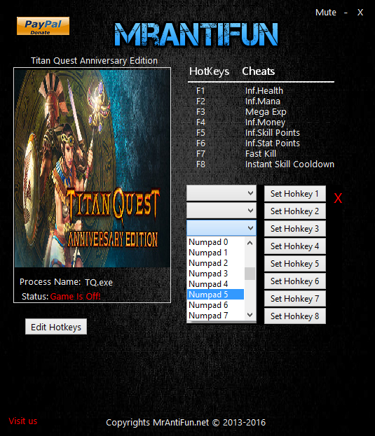 скачать Titan Quest - Anniversary Edition: Трейнер/Trainer (+8) [1.47]