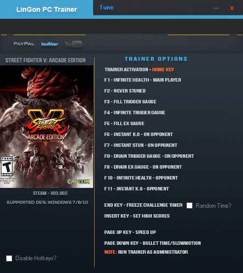 скачать Street Fighter 5 - Arcade Edition: Трейнер/Trainer (+15) [3.002]