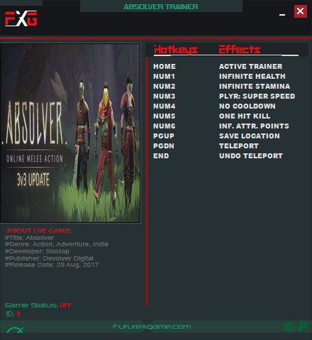 скачать Absolver: Трейнер/Trainer (+7) [1.12]