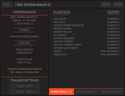 скачать SAS Zombie Assault 4: Трейнер/Trainer (+18) [UPD: 21.04.2018]