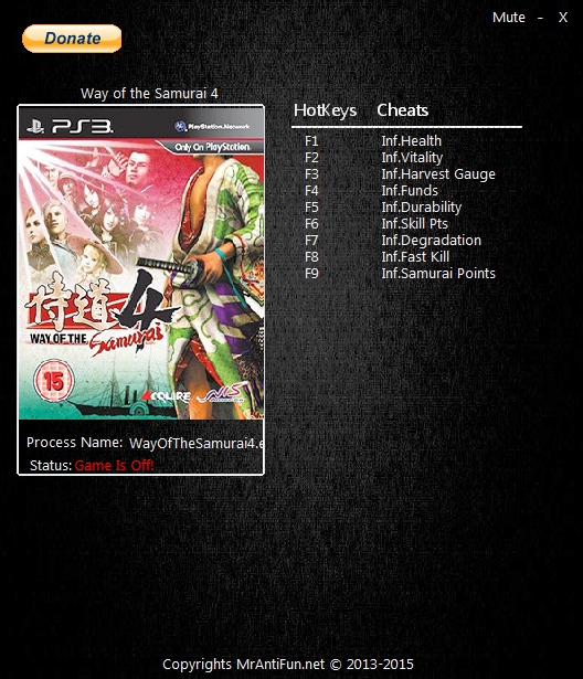 скачать Way of the Samurai 4: Трейнер/Trainer (+9) [1.0]