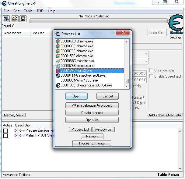 скачать Mafia 2: Таблица для Cheat Engine [DLC / STEAM / v1.0.0.5]