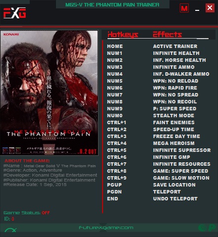 скачать Metal Gear Solid V: The Phantom Pain: Трейнер/Trainer (+20) [1.10]