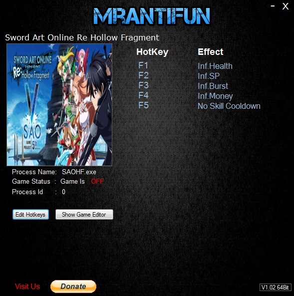 скачать Sword Art Online: Hollow Fragment: Трейнер/Trainer (+5) [1.02 64Bit] 