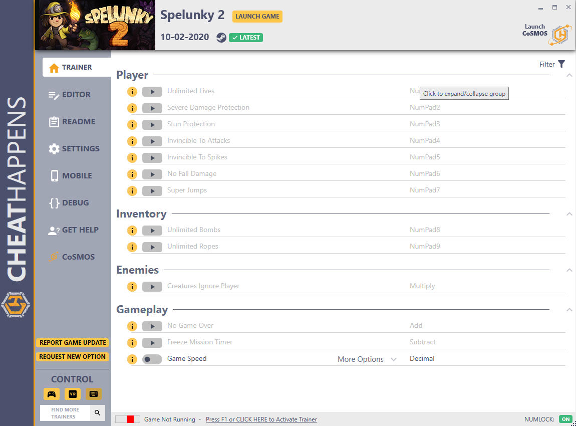 скачать Spelunky 2: +19 трейнер v10.02.2020 {CheatHappens.com}