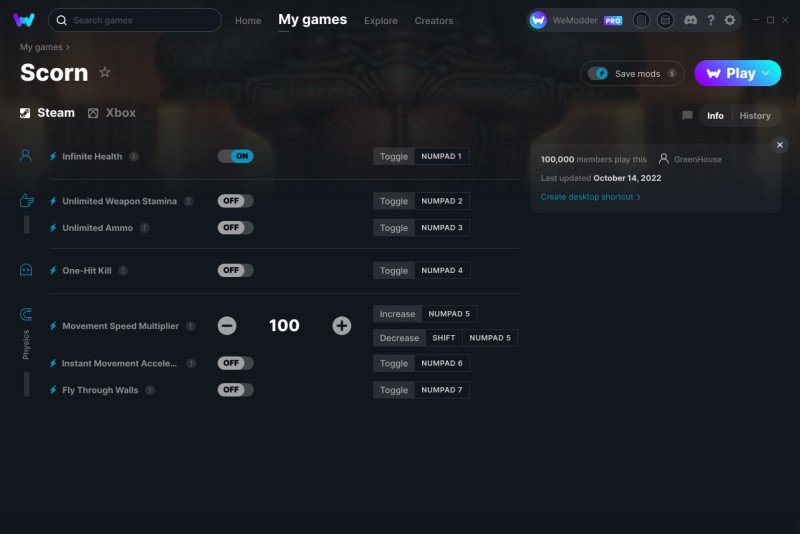 скачать Scorn + 7 трейнер: v14.10.2022 {GreenHouse / WeMod}