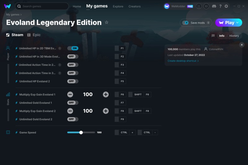 скачать Evoland: Legendary Edition +10 трейнер v27.10.2022 {ColonelRVH / WeMod}