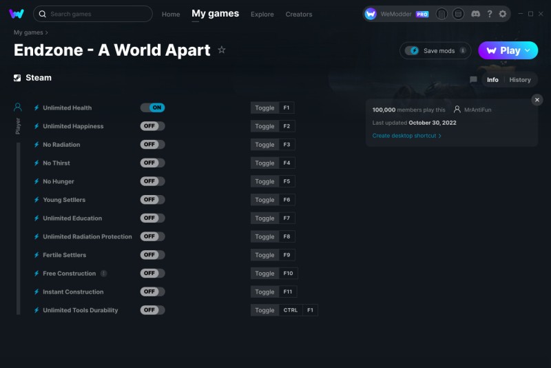 скачать Endzone - A World Apart: +12 трейнер v30.10.2022 {MrAntiFun / WeMod}