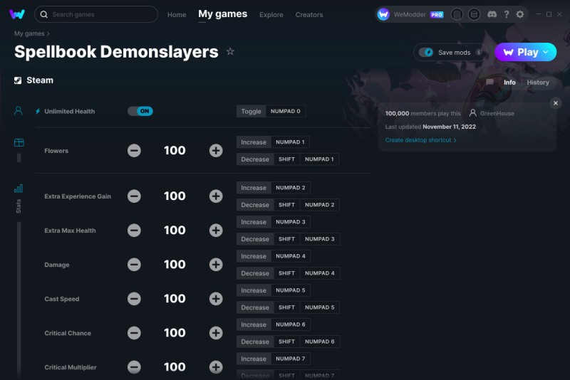 скачать Spellbook Demonslayers: +20 трейнер v11.11.2022 {GreenHouse / WeMod}