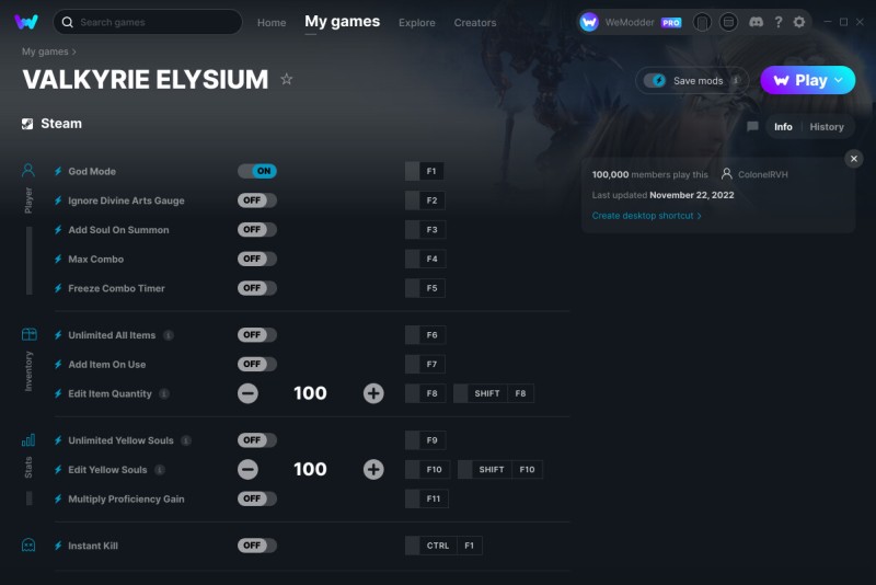 скачать Valkyrie Elysium: +15 трейнер v22.11.2022 {ColonelRVH / WeMod}