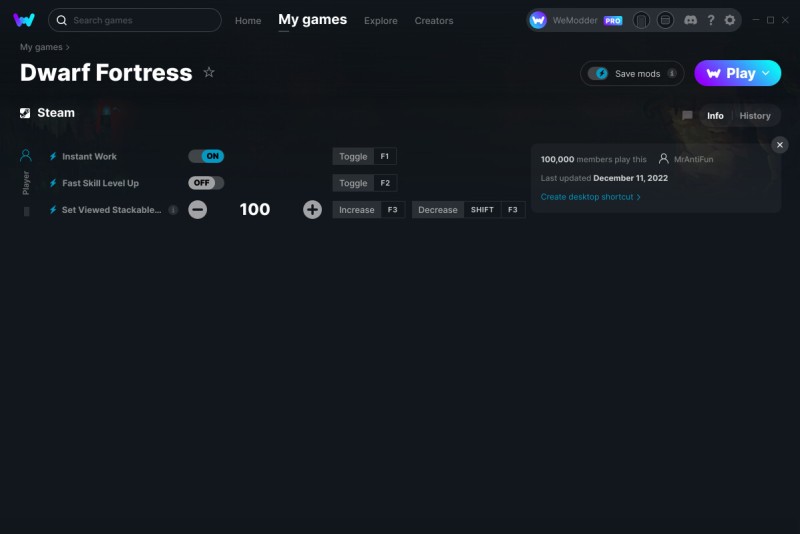скачать Dwarf Fortress: +3 трейнер v11.12.2022 {MrAntiFun / WeMod}