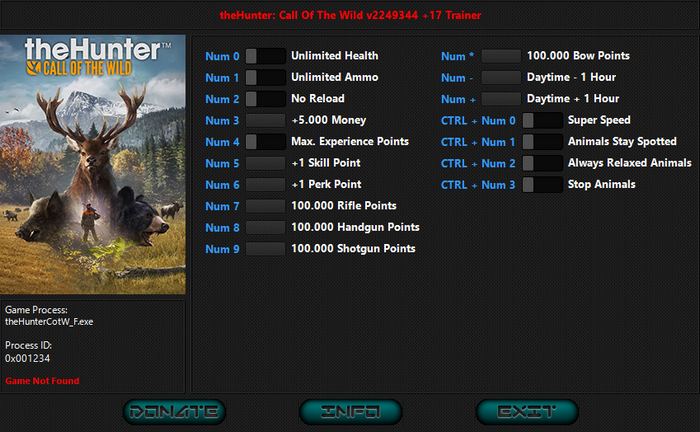 скачать theHunter: Call of the Wild +17 трейнер v2434327 {iNvIcTUs oRCuS / HoG}