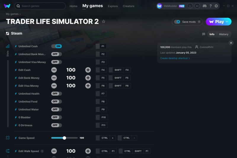 скачать TRADER LIFE SIMULATOR 2: +14 трейнер v05.01.2023 {ColonelRVH / WeMod}