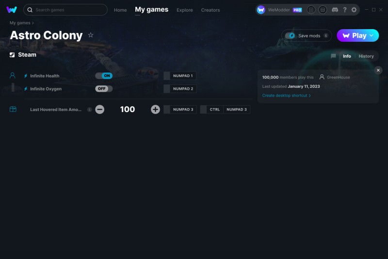 скачать Astro Colony: +3 трейнер v11.01.2023 {GreenHouse / WeMod}