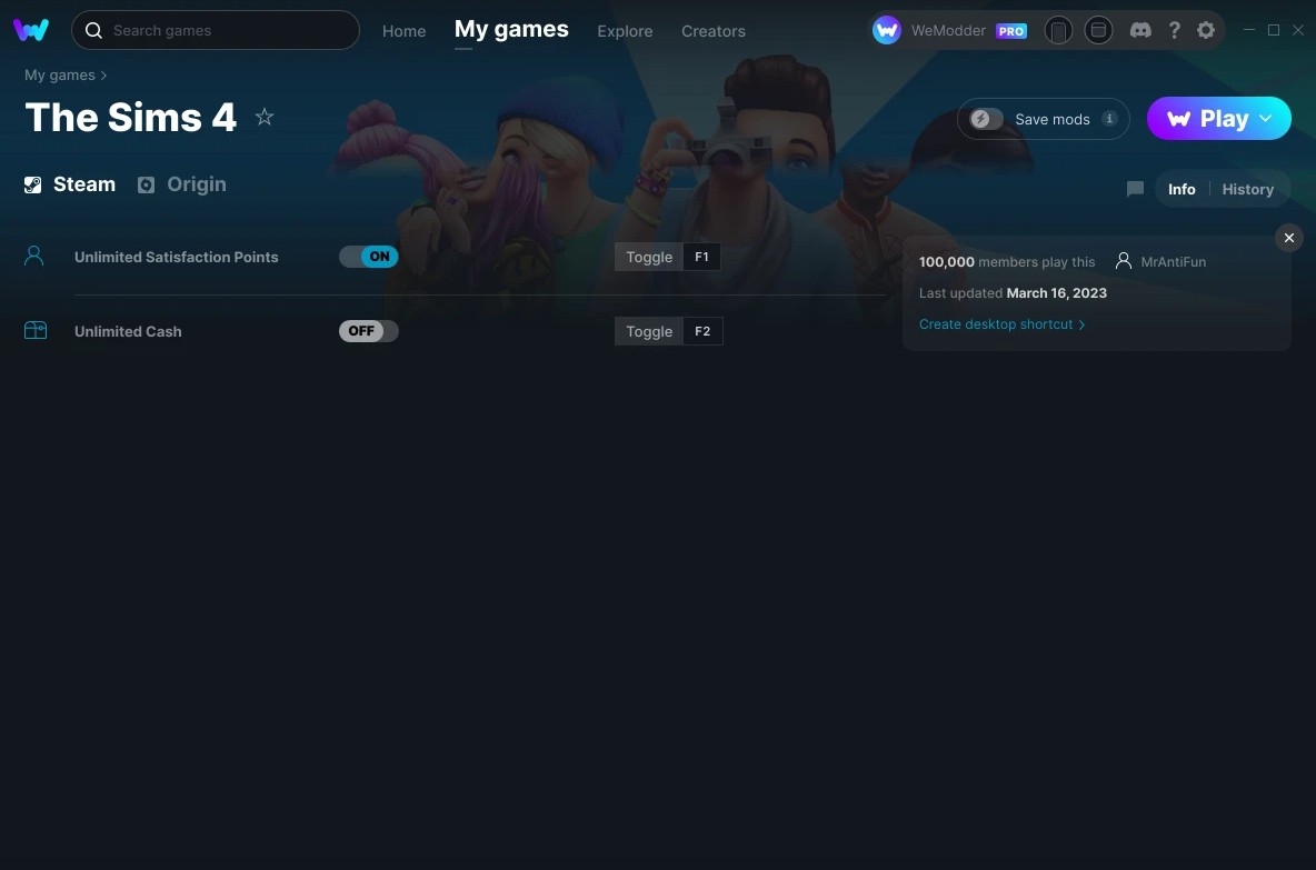 скачать The Sims 4: +2 трейнер v16.03.2023 {MrAntiFun / WeMod}