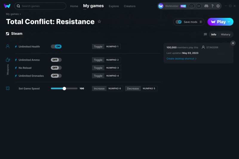 скачать Total Conflict: Resistance +5 трейнер v03.05.2023 {STiNGERR / WeMod}