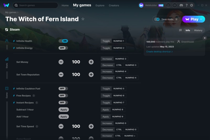 скачать The Witch of Fern Island: +14 трейнер v15.05.2023 {GreenHouse / WeMod}