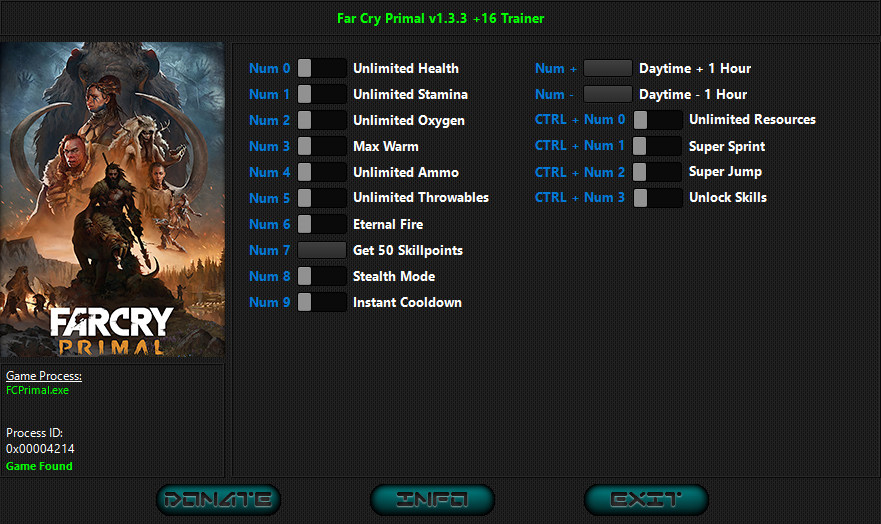 скачать Far Cry: Primal: +16 трейнер v1.3.3 {iNvIcTUs oRCuS / HoG}