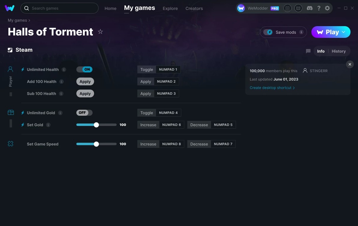 скачать Halls of Torment: +6 трейнер v01.06.2023 {STiNGERR / WeMod}