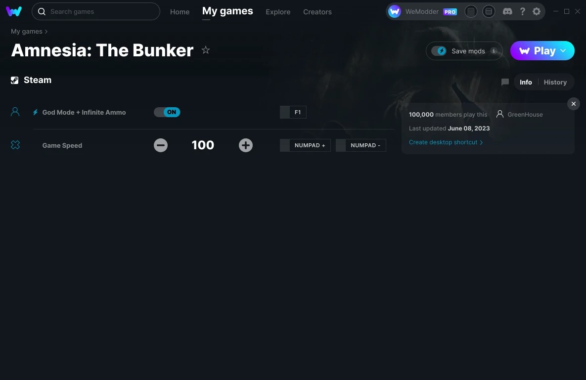 скачать Amnesia: The Bunker +2 трейнер v08.06.2023 {GreenHouse / WeMod}