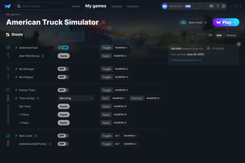 скачать American Truck Simulator: +11 трейнер v25.06.2023 {STiNGERR / WeMod}