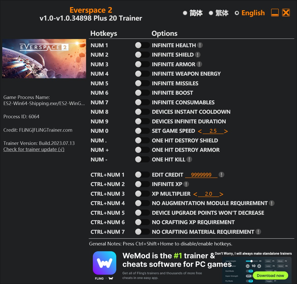 скачать EVERSPACE 2: +20 трейнер v1.0-v1.0.34898 {FLiNG}
