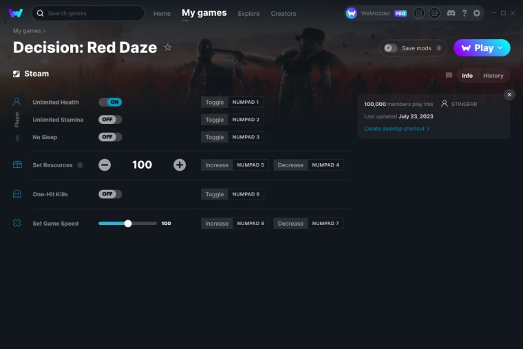 скачать Decision: Red Daze +6 трейнер v23.07.2023 {STiNGERR / WeMod}