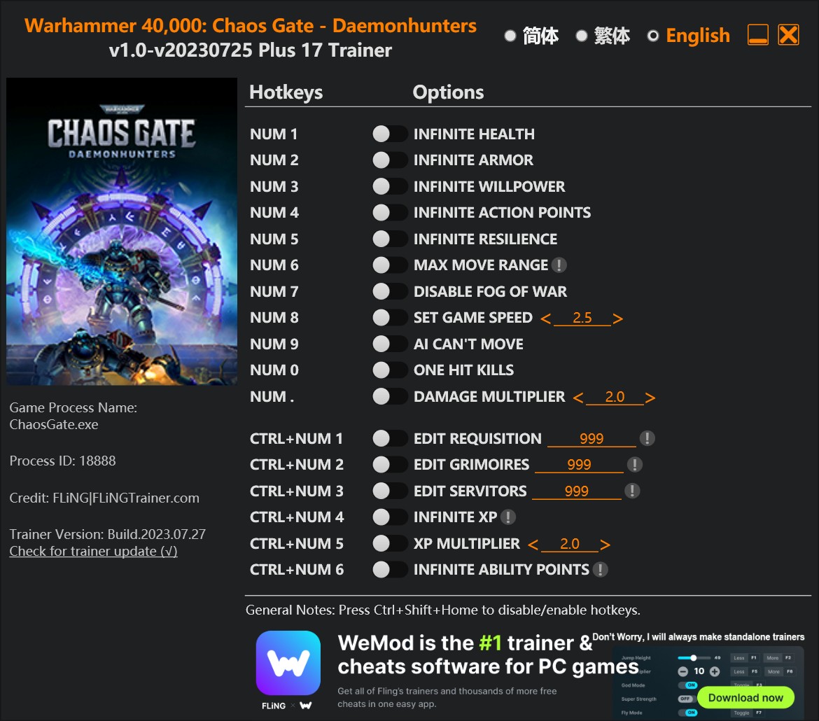 скачать Warhammer 40,000: Chaos Gate – Daemonhunters: +17 трейнер v1.0-v20230725 {FLiNG}