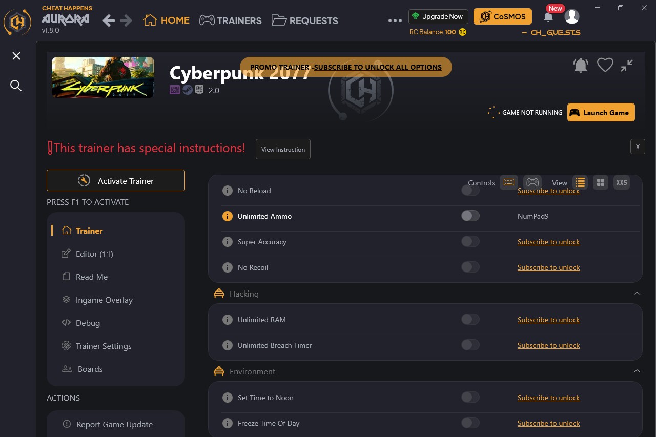 скачать Cyberpunk 2077: +27 тренйер v2.0 {CheatHappens.com}