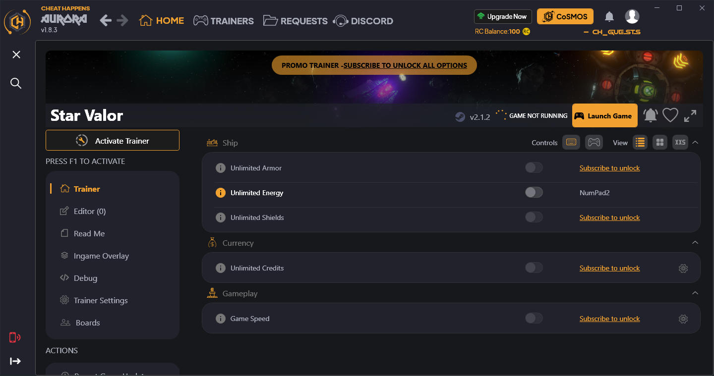 скачать Star Valor: +5 трейнер v2.1.2 {CheatHappens.com}