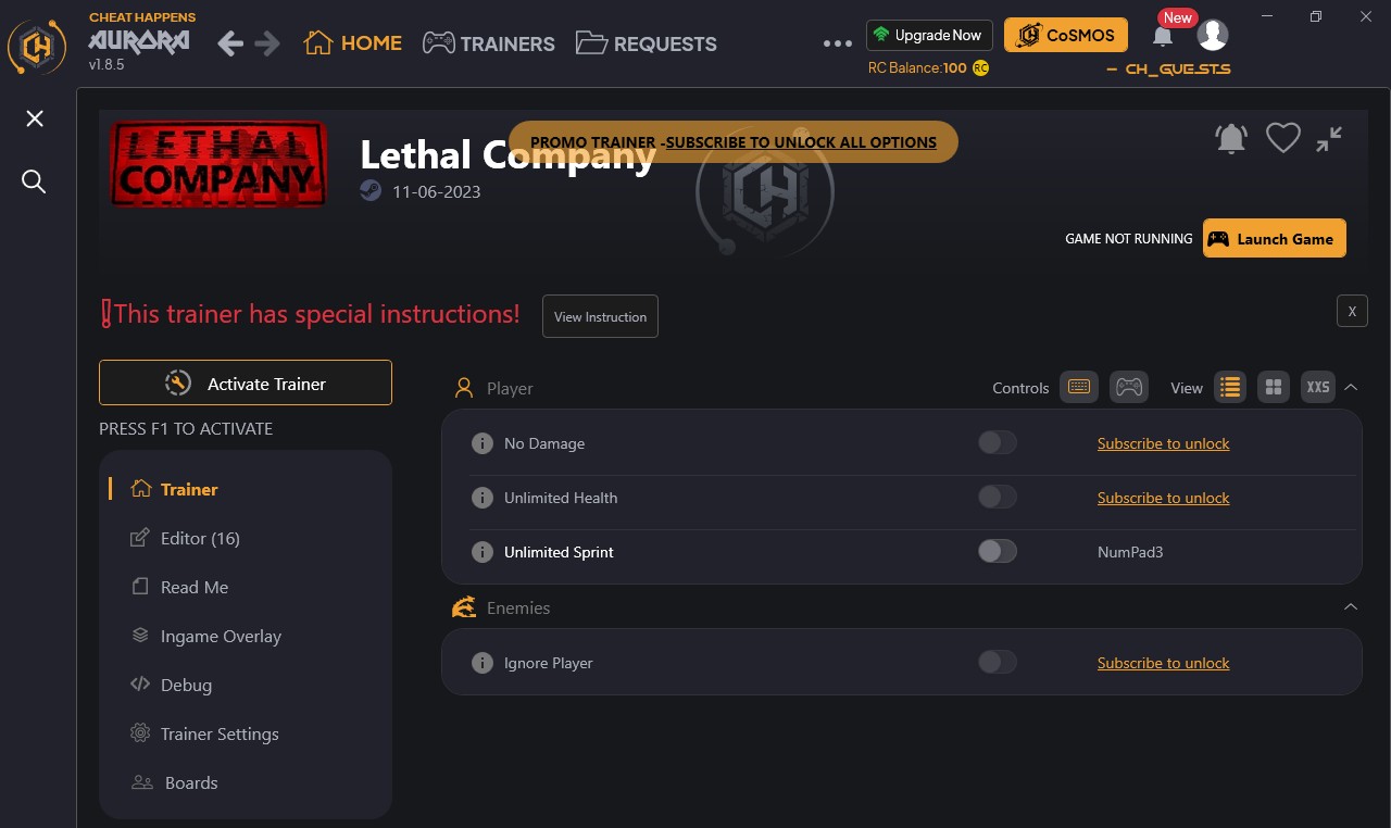 скачать Lethal Company: +20 трейнер {CheatHappens.com}
